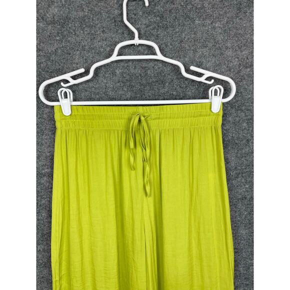Joie Pants - JOIE Lime Green Wide Leg Pleated Satin Pants Women's SP